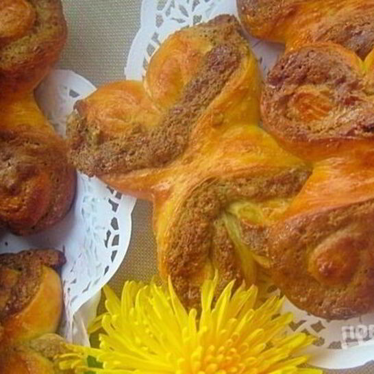 Рецепт булочек облитых халвой