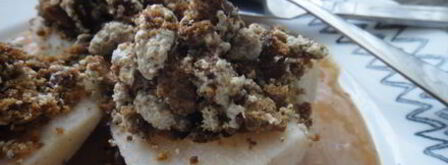 грушевые лодочки с пряником и халвой. Шаг 15