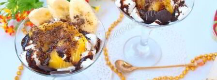 мороженое с лимонным курдом, шоколадом и бананом. Шаг 8