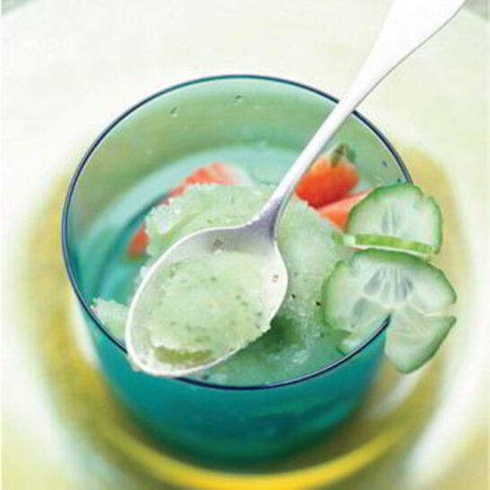 Рецепт огуречного щербета с фруктовым салатом