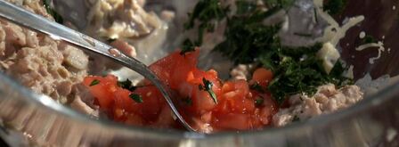 суфле из трески с медово-горчичным соусом и запеченными помидорами. Шаг 6