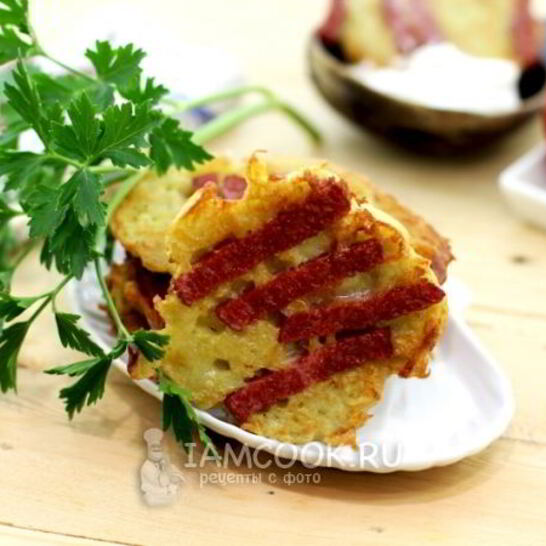 Рецепт драников с колбасой