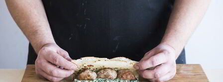 блины-каннеллони с фрикадельками, шпинатом и сыром. Шаг 5