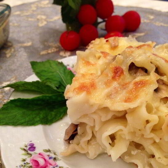 Рецепт фестонате с фрикадельками в сливках и под сыром