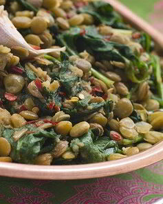 Чечевица со шпинатом