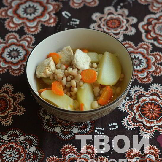 Рецепт картофеля с фасолью и куриной грудкой