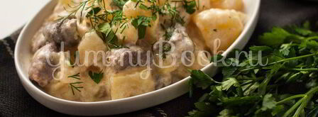 картофель с куриными сердечками в мультиварке. Шаг 7