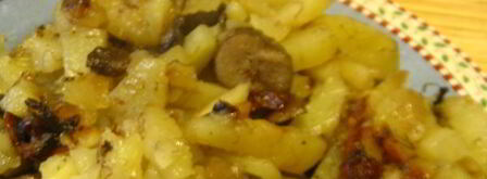 картофель с лесными грибами и луком. Шаг 6