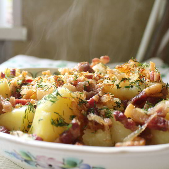 Рецепт картофеля со шкварками