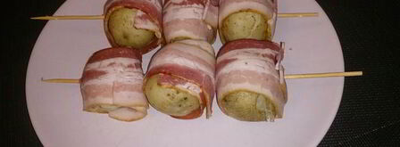 печеный картофель с беконом, зеленым луком и чесноком. Шаг 5