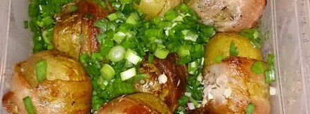 печеный картофель с беконом, зеленым луком и чесноком. Шаг 9