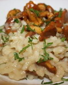 Лисички, жареные с рисом