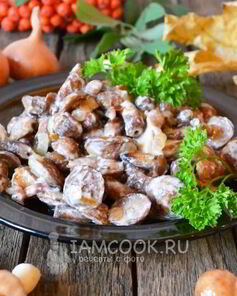 Маслята жареные в сметане