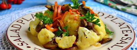 шампиньоны жареные с цветной капустой. Шаг 7