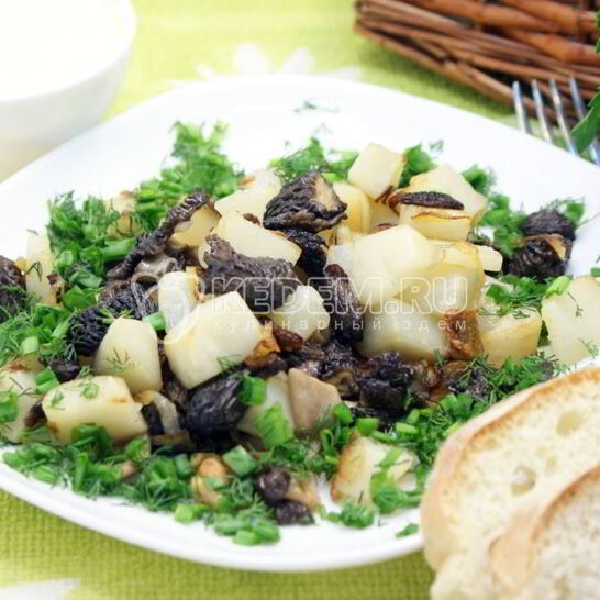 Рецепт сморчков жареных с картофелем