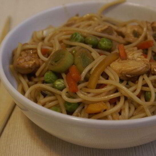 Рецепт лапши с овощами и курицей по-китайски