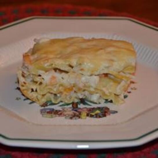 Рецепт лазаний с креветками и крабовыми палочками