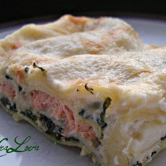 Рецепт лазаний с семгой и шпинатом