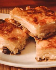 Лазанья сырная с грибами