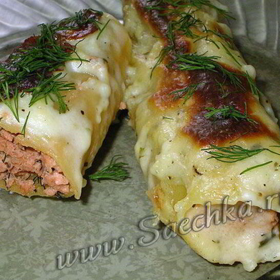 Рецепт каннеллонь с рыбой