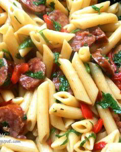 Паста с краковской колбасой и сладким перцем