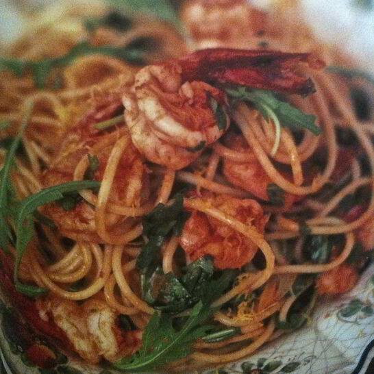 Рецепт пасты с креветками и рукколой