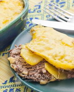 Мясо по-французски с фаршем