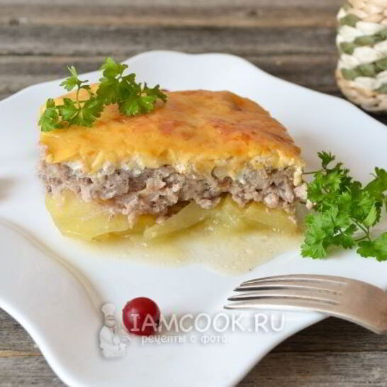 Рецепт мяса по-французски с картофелем и фаршем