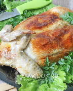 Курица, фаршированная блинами