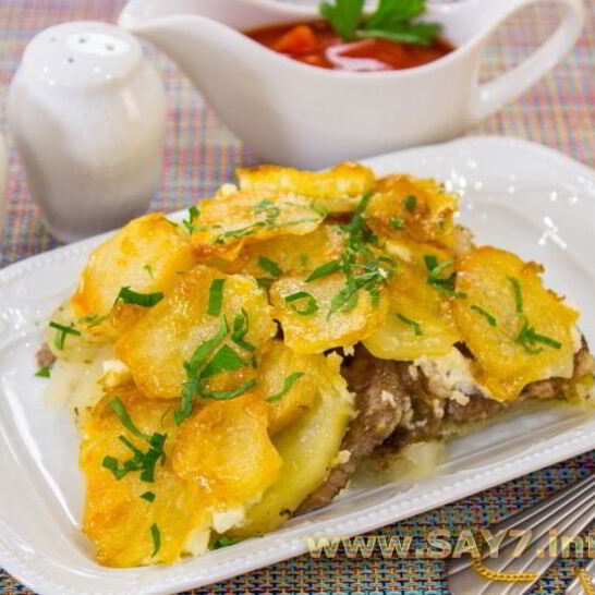 Рецепт мяса с картофелем под майонезом