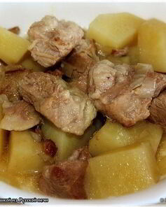 Свинина с картошкой из русской печи