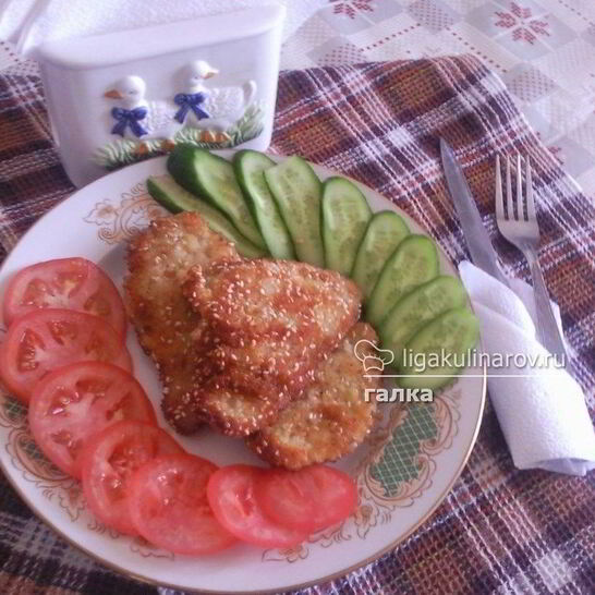 Рецепт свиных отбивных в кунжуте