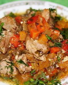 Овощи, тушенные с мясом