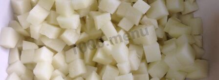 тыква запеченная с курицей и яблоками. Шаг 3