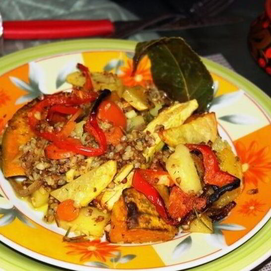 Рецепт запеченных овощей с гречей краски осени