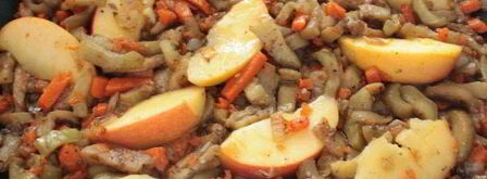 куриная печень с яблоками и баклажанами. Шаг 7