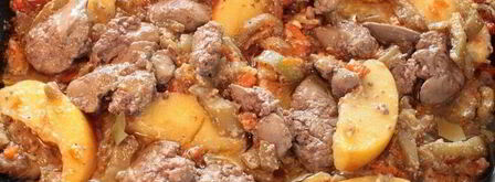 куриная печень с яблоками и баклажанами. Шаг 8