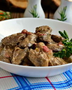 Куриная печень в кефирно-горчичном соусе