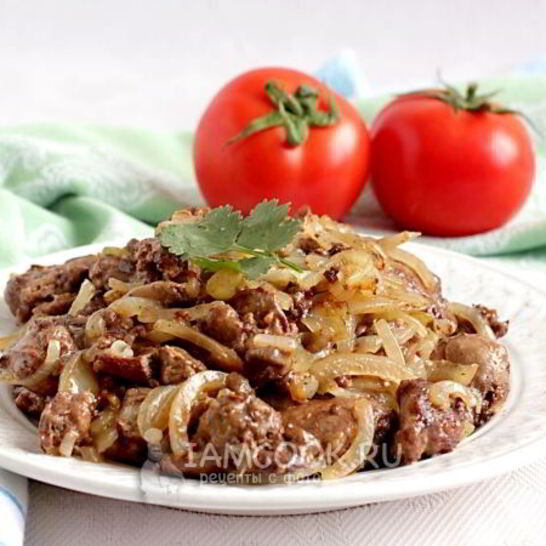 Рецепт куриной печени жареной с луком