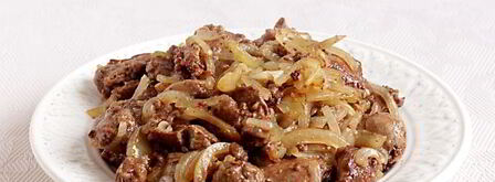 куриная печень жареная с луком. Шаг 10