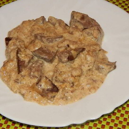 Рецепт печени со сметаной