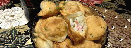 жареные пельмени с рисом и крабовыми палочками. Шаг 9