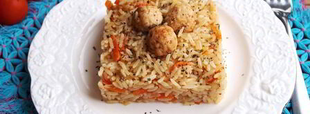 плов с фрикадельками в духовке. Шаг 14