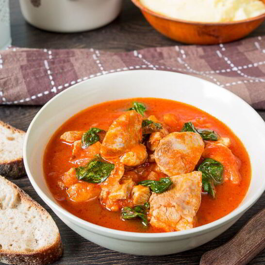 Рецепт куриного рагу со шпинатом