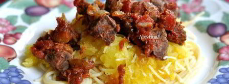 мясное рагу с тыквой спагетти. Шаг 7