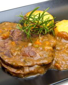 Рагу из морского черта с полентой