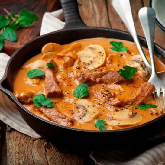 Рецепт рагу из телятины с грибами