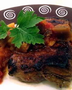 Стейк с гарниром рататуй