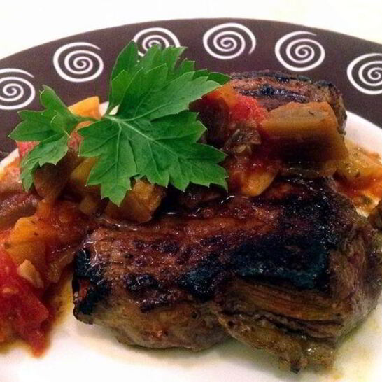 Рецепт стейка с гарниром рататуй