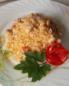 Ризотто с курицей и овощами